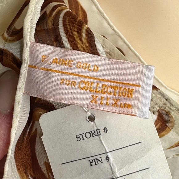 ELAINE GOLD Vintage Cream & Gold Silky Scarf Minimalist Neutral Sheer 10.5 x 53 - Picture 9 of 13